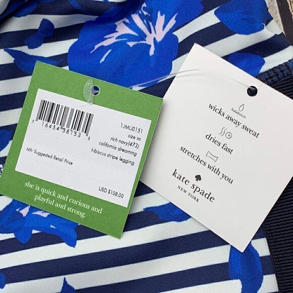 Kate Spade Navy & White Stripes w/ Floral Leggings - Picture 5 of 5